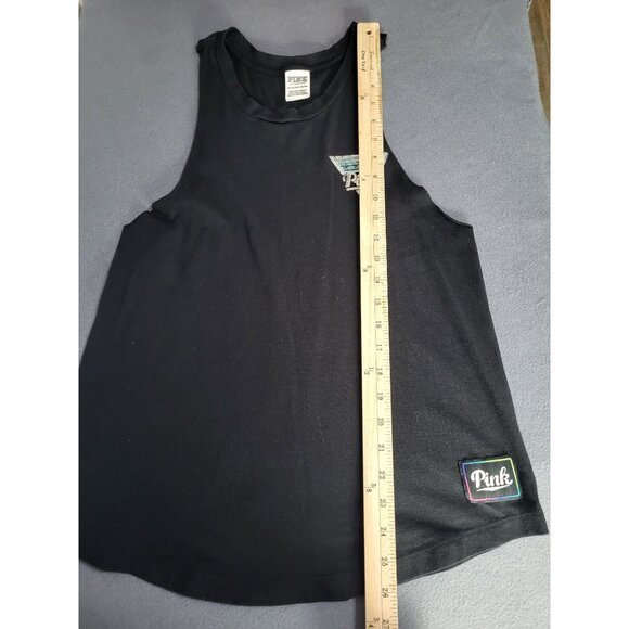 VS PINK Tank Top Womens XS Black Sleeveless Muscle Bling Logo y2k style Beach - Picture 6 of 7